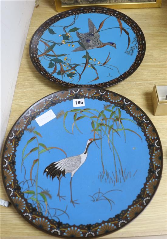 A pair of cloisonne dishes